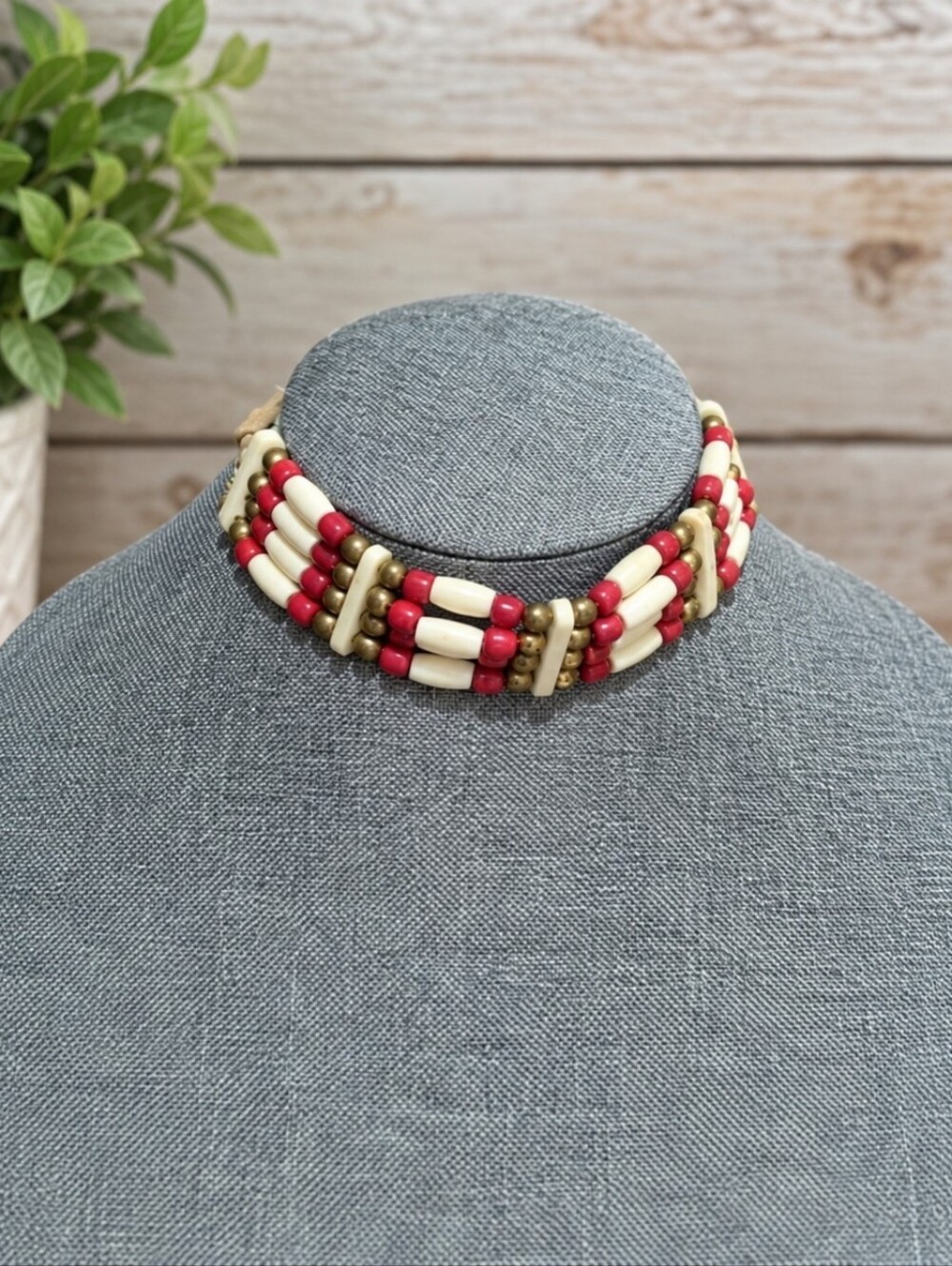 Handcrafted Red and Gold Beaded Bracelet Anklet